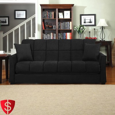 Convertible Sofa Bed Sleeper Couch Futon Living Room Furniture Full Size Black