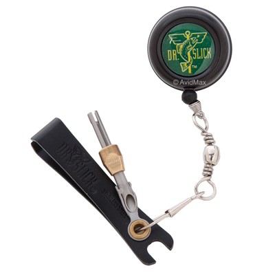 Dr. Slick Black Swivel Pin-On-Reel w/ Black Knot Tying Nippers for Fly Fishing