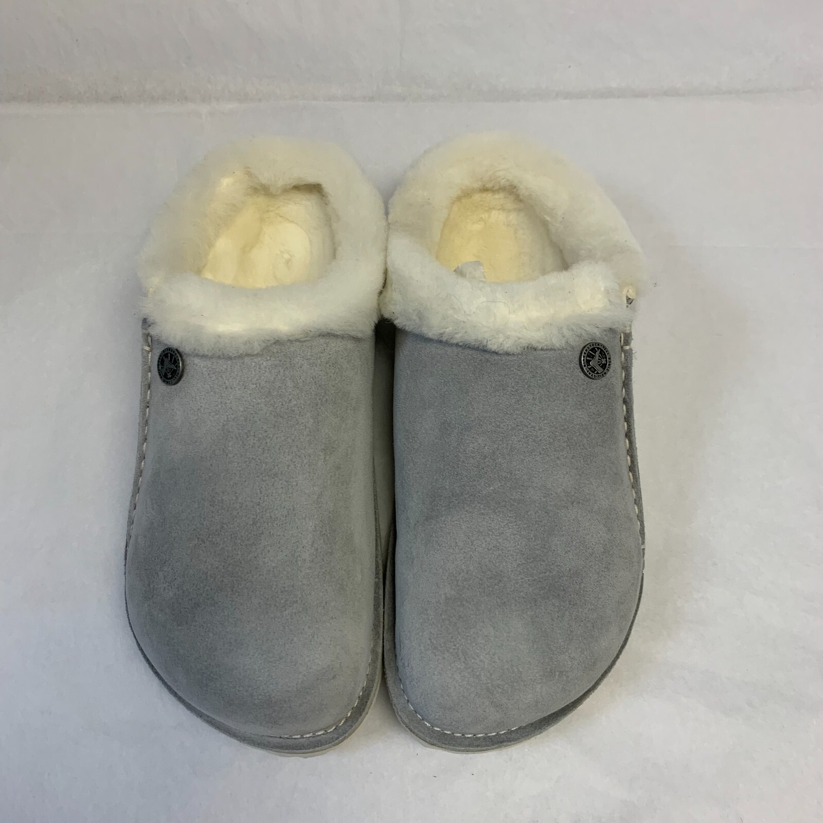 Birkenstock Zermatt Premium Shearling Slippers, Stone Coin Suede