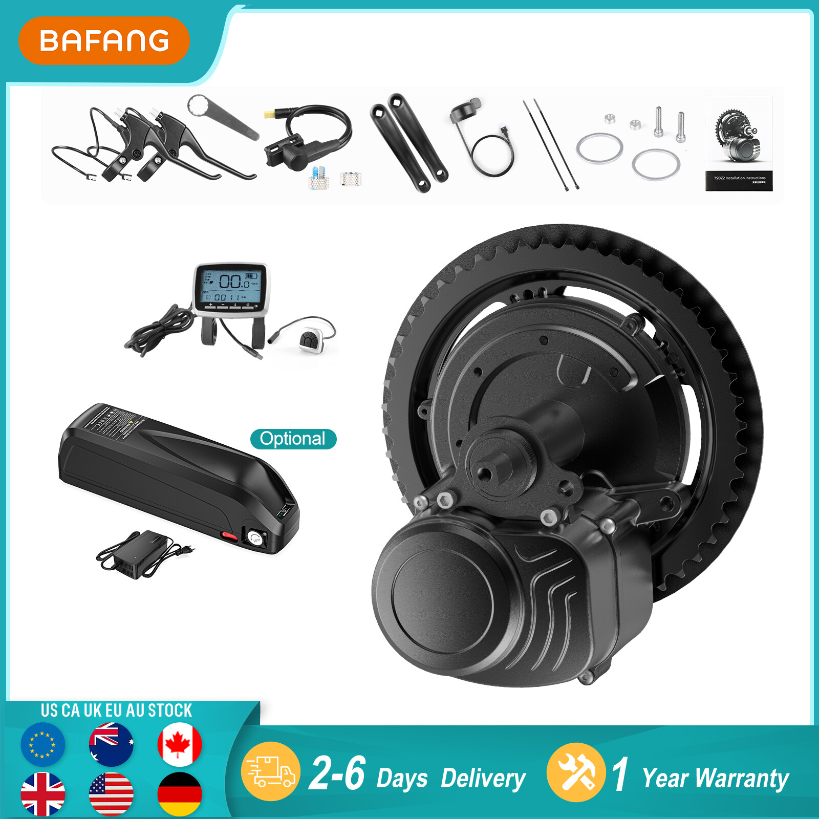 Tongsheng TSDZ2B 48V500W DIY Ebike Mid Drive Motor Torque Se