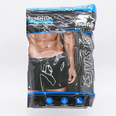 XL STARTER 3 Pack Stretch Comfort Black Label Boxer Briefs In Black XL
