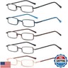REAVEE 5 Pack Slim Portable Reading Glasses for Men Women, Computer Blue Light Blocking Small Readers Metal Frame Spring Hinge with Pocket Compact Pen Case, Black Grey Brown Blue Gold 3.5