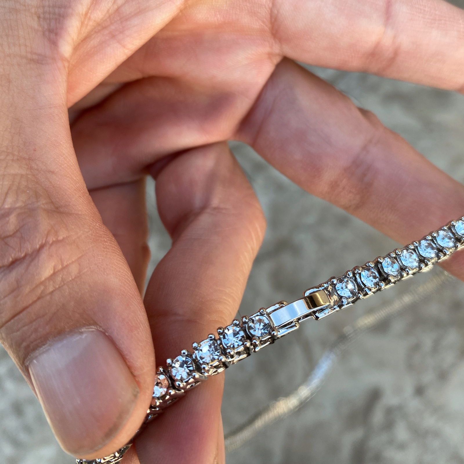 Men and Women 14K White Gold Plated Hip Hop Iced Tennis One Row Chain AAA CZ