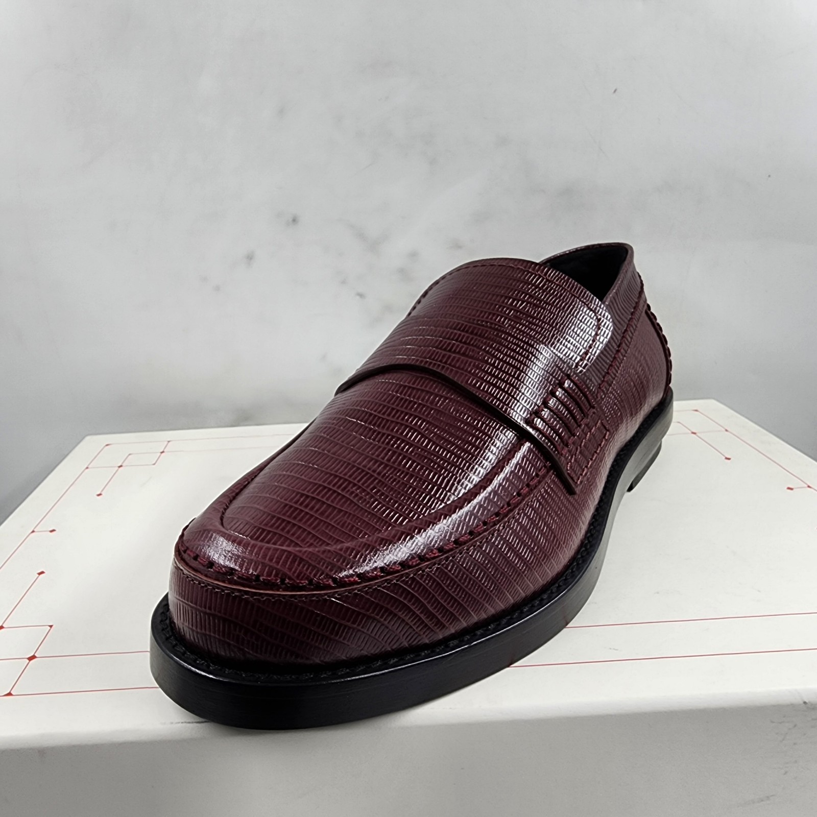 Alexander McQueen Croc Embossed Apron Toe Loafers Men's 42/9US Burgundy Slip On - Picture 17 of 21