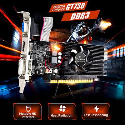 GT730 4G Graphics Card for Desktop, DDR3 128bit with HD VGA DVI Interface Y7V1