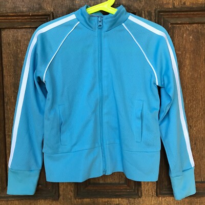 DANSKIN NOW Girls Blue Mesh Basic Sports Track Zip Lined Jacket Size XS 4/5