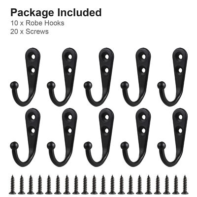 10/20 Hanging Metal Single Hook Clothes Hat Coat Robe Wall Door Hangers Hooks US