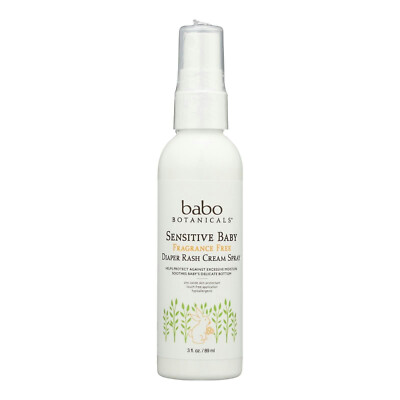 Babo Botanicals Sensitive Baby Diaper Rash Cream Spray Fragrance Free 3 Oz
