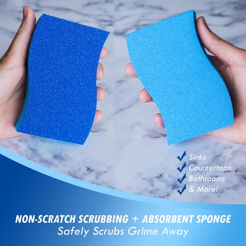 ELITRA Antimicrobial Non-Scratch Scrubber Cleaning Sponge, Pack of 6 - Blue