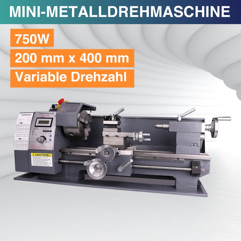 Metalldrehmaschine Mini-Drehmaschine Drehbank 750W Metal Lathe Tischdrehbank