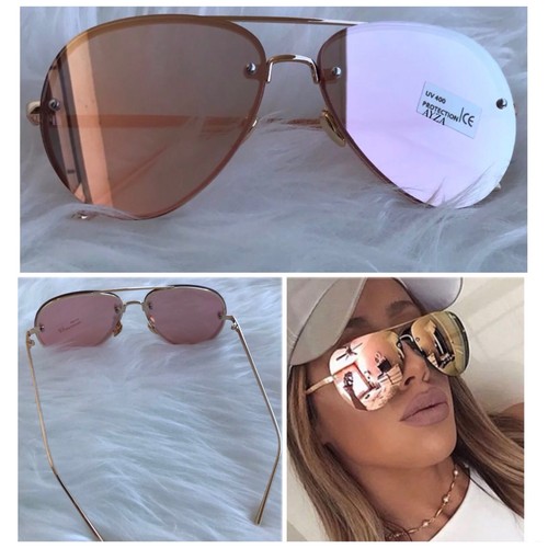 AYZA Damen Piloten Sonnenbrille Cat Eye Vintage Katzenauge Rosagold Verspiegelt