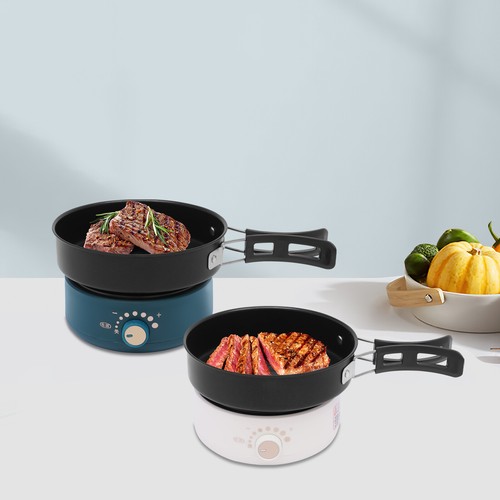 Multi-functional Split Electric Hot Pot W/Anti-scald Handle Non-stick Frying Pan