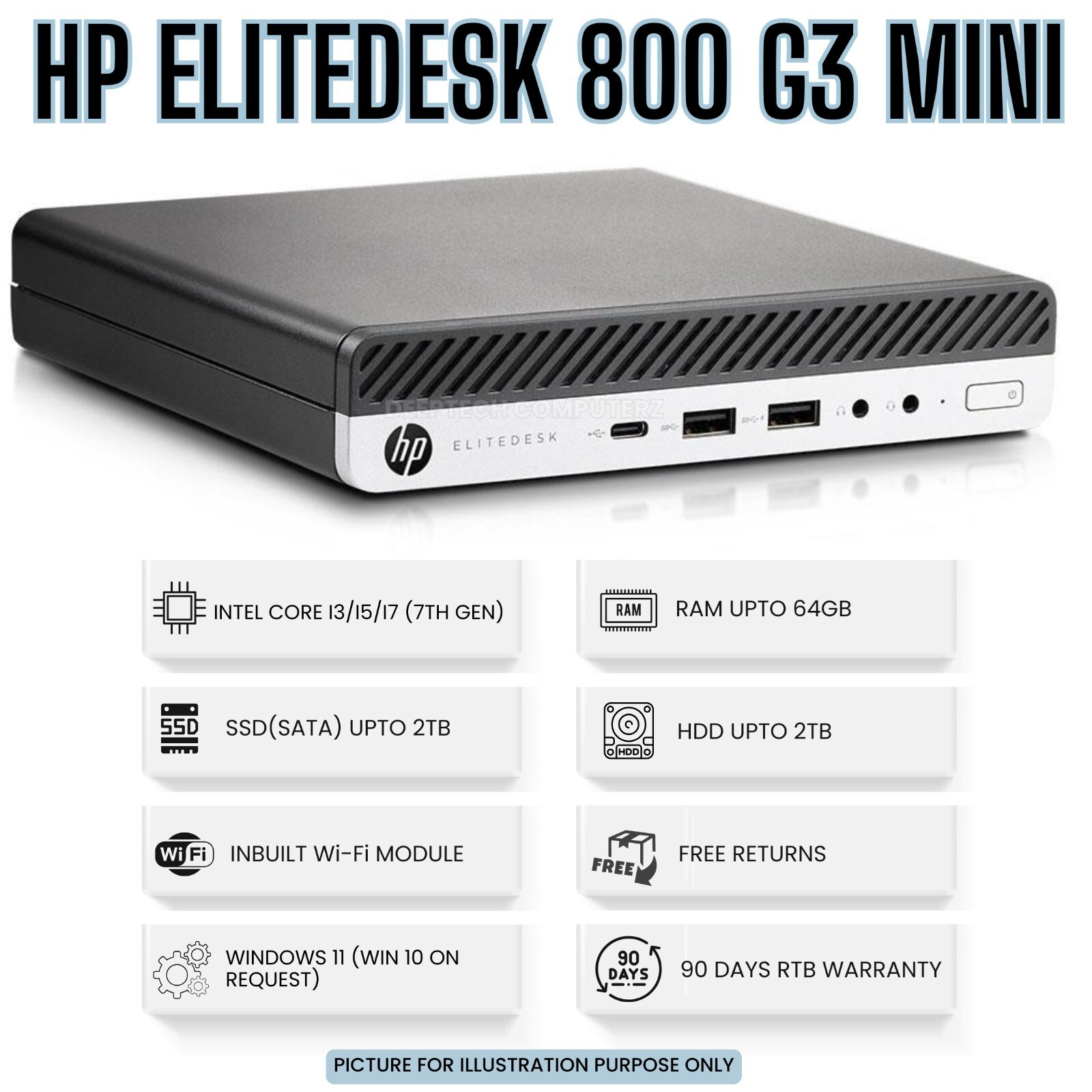 HP EliteDesk 800 G3 Mini PC Core i7-7700 7th Gen 32GB RAM 1TB SSD Win11 Wi-Fi HP EliteDesk 800 G3 Mini PC Core i7-7700 7th Gen 32GB RAM 1TB SSD Win11 Wi-Fi