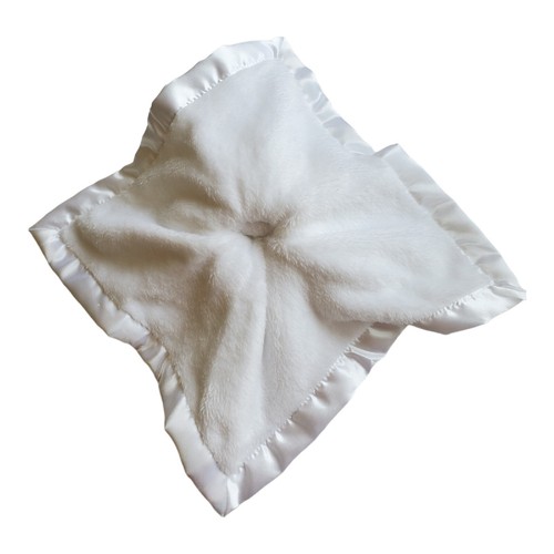 White Sleeping Lamb Sheep Plush Baby Blanket Satin Trim Lovey Sunrise RN 130369