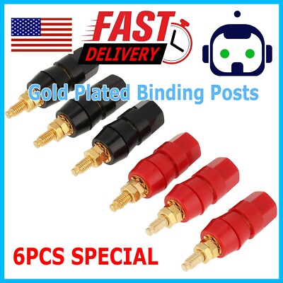 6X Gold Plated Audio Speaker Terminal 4mm Binding Post Banana Jack Plug B122