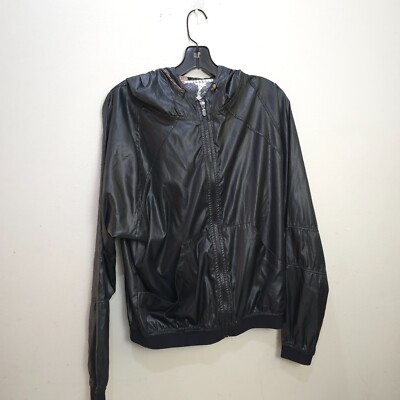 Maaji Active Wear Jacket Women Windbreaker Black Medium Lightweight Hoodie Solid