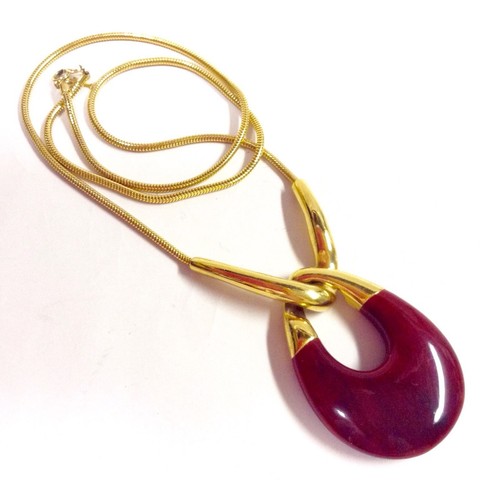 Vintage YSL Runway Gold Medallion Pendant Black Cord Necklace