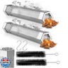 Hexagon Pellet Smoker Tube,12 inch Stainless Steel BBQ Wood Pellet Tube for Cold Smoker,5 Hours of Billowing Smoke-for Any Grill or Smoker,with 2 S Shape Hooks+2 Cleaning Brush (2 pack tube).