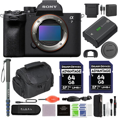 Sony Alpha a7 IV Mirrorless Camera Bundle w/ Gadget Bag, 64GB SD Card + More