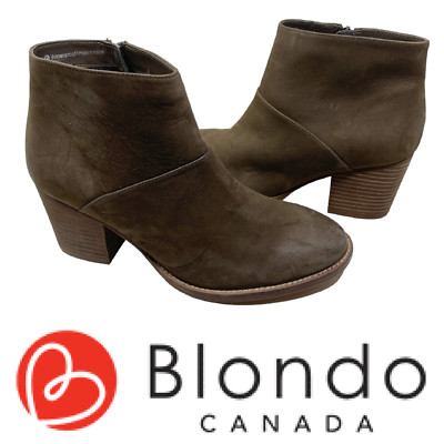 New Blondo Nelli Waterproof Leather Ankle Boots Bootie Sz 7 Taupe Nubuck NWOB