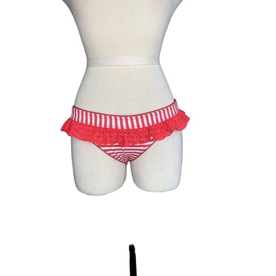 Bikini Bottom Orange Stripe Ruggle Swimwea Size 10 Boho NWT Topanga
