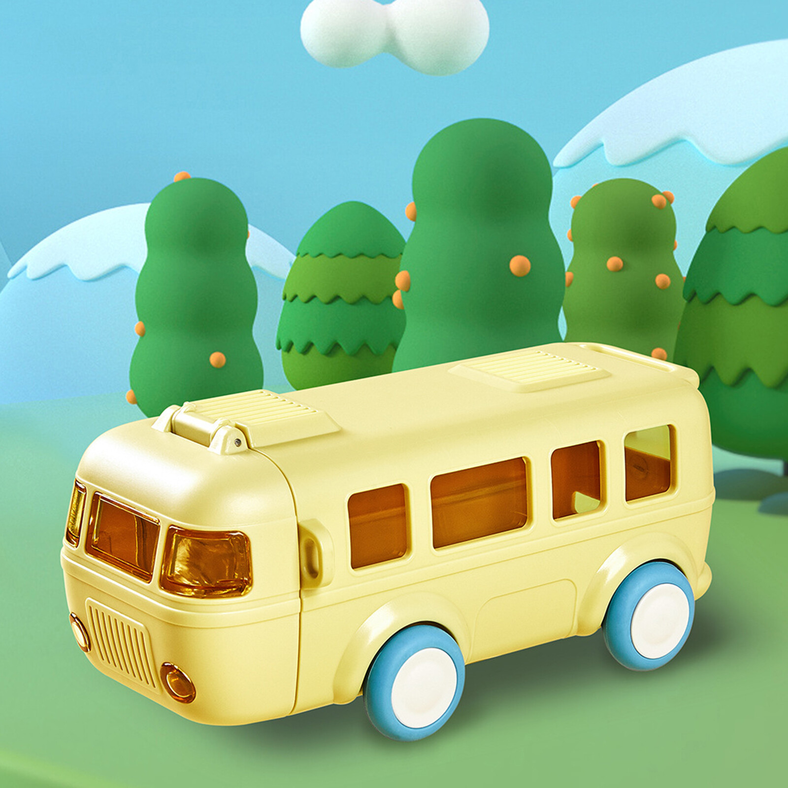 500ml Portable Water Bottle with Shoulder Strap Bus Shape Toy Car Water Bottle