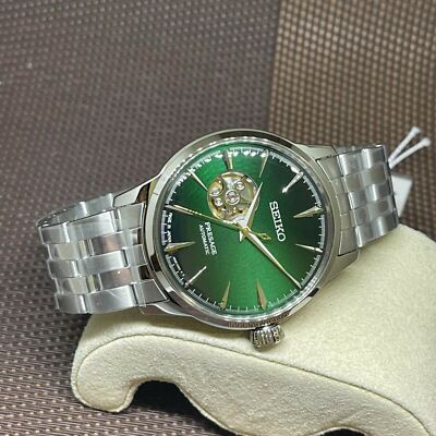 Pre-owned Seiko Ssa441j1 Presage Cocktail Open Heart Green Analog Automatic Japan Watch