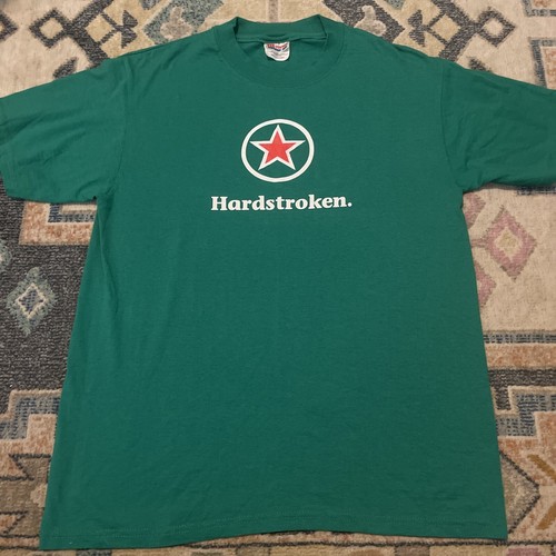 Vintage Hardstroken Funny Heineken Beer Parody Green T Shirt