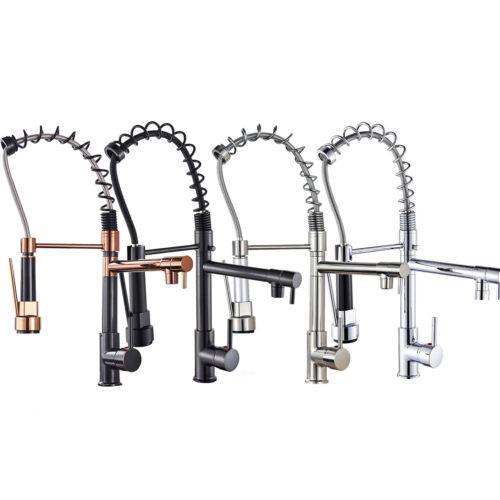 Commercial Spring Kitchen Faucet with Sprayer Swivel Sink Pull Down Mixer Tap