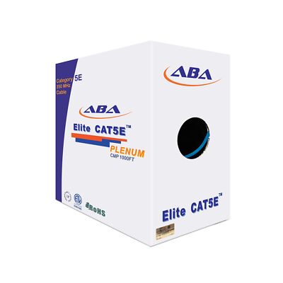 CAT5E Plenum (CMP),1000ft, UTP 24AWG, Solid Pure Copper, 350MHz, UL Certified...