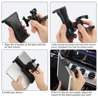 4-12'' Universal Phone Tablet Stand Car Air Vent Mount Holder for iPad Samsung