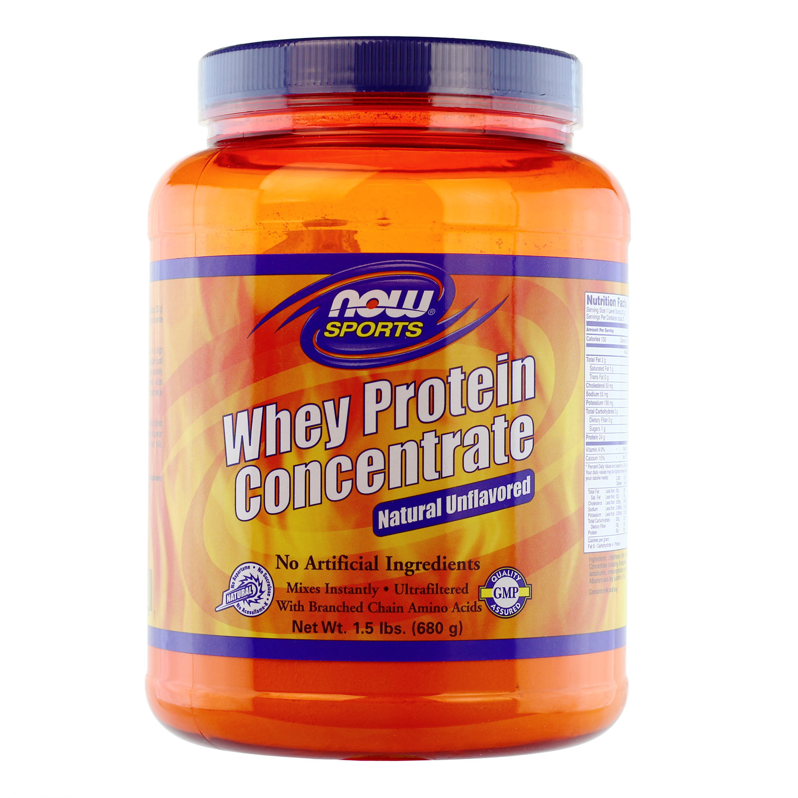 NOW Foods Whey Protein Concentrate Unflavored 1.5lbs (680g) Made In USA