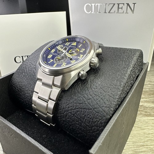 Pre-owned Citizen New✅titanium✅  Eco-drive Garrison Blue Number Dial Men's Watch At2480-57l