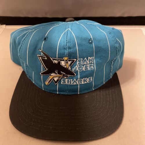 Vintage Starter NHL San Jose Sharks Teal Pinstriped Snapback Hat Cap Vintage Starter NHL San Jose Sharks Teal Pinstriped Snapback Hat Cap