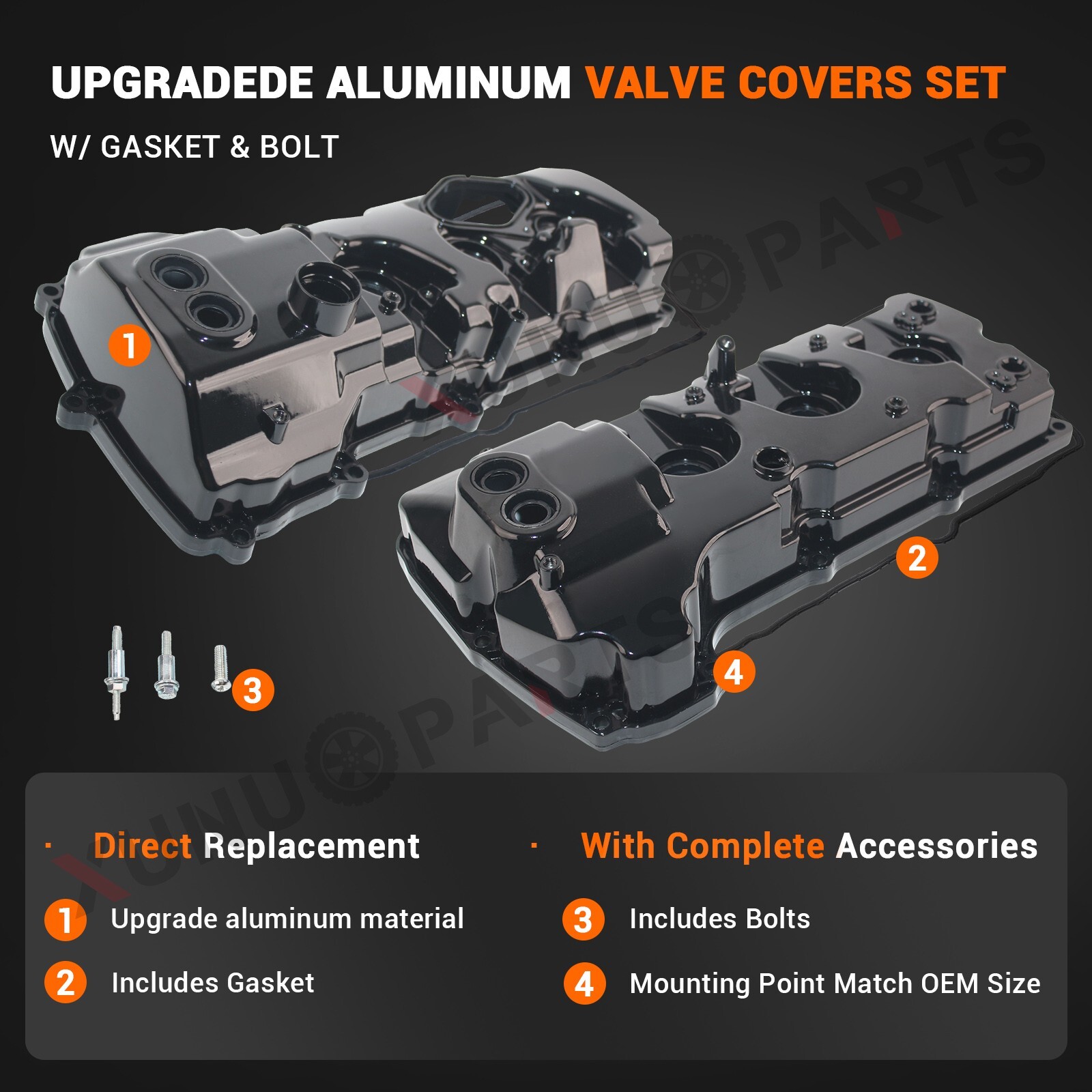 LH & RH Aluminum Valve Covers Set for 2013-2016 Ford F-150 15-17 Expedition 3.5L