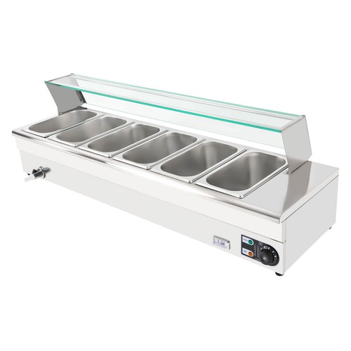 6-Pan Electric Food Warmer Steam Table Buffet Bain Marie Countertop Commercial