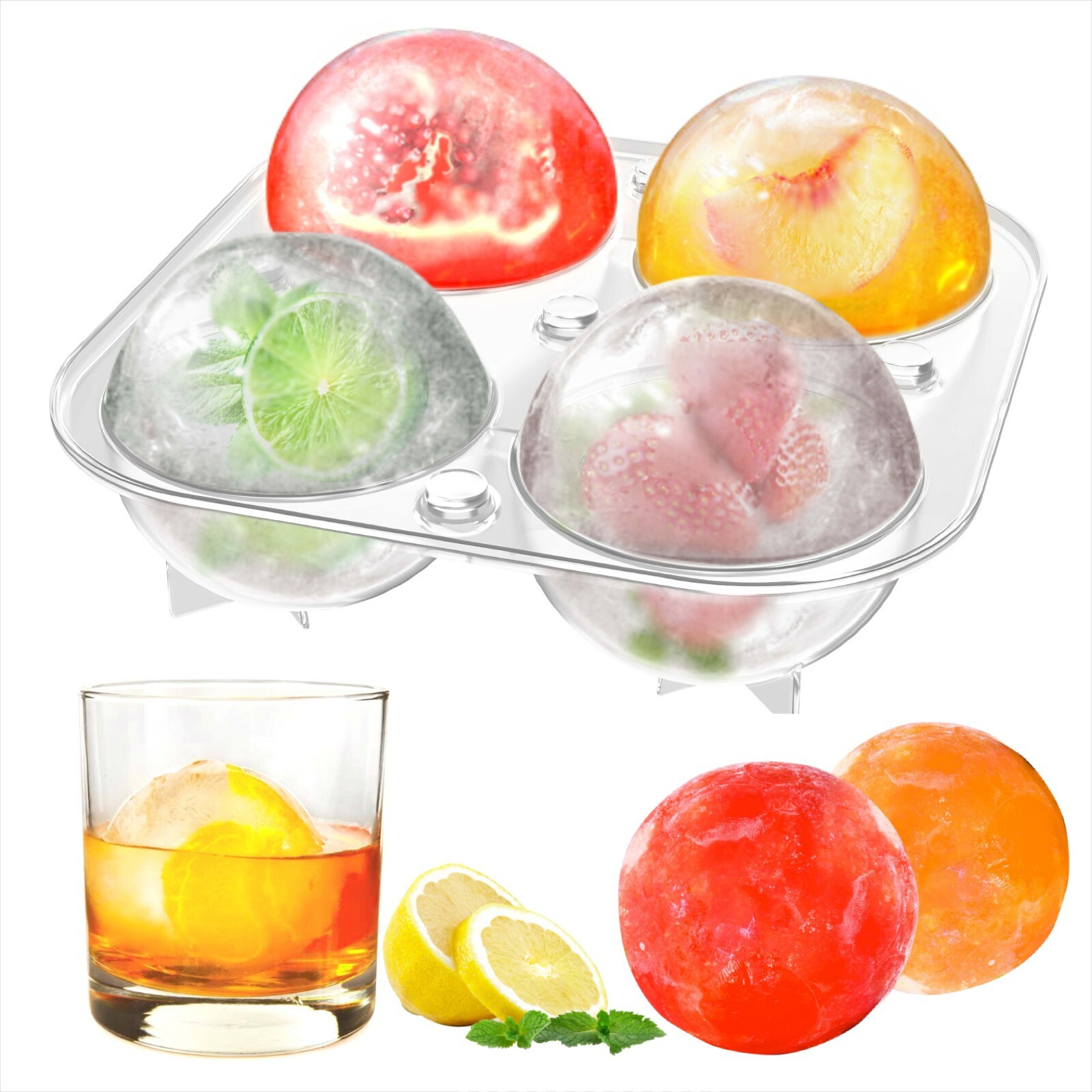 Ice Cube Balls & Cube Molds Trays Large Pack for Whiskey XL Big Funnel Silicone