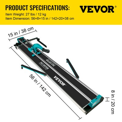 VEVOR 48" Manual Tile Cutter 1200mm Ceramic Floor Tile Cutter w/ Laser Guide
