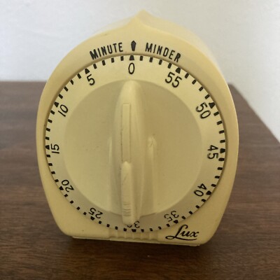 Vintage Lux Minute Minder Kitchen Timer WORKING Atomic Rocket Knob Cottagecore