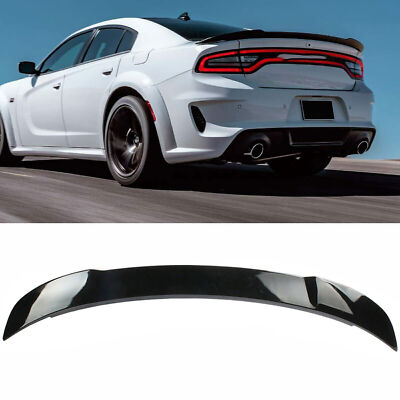 Fits 2015-23 Dodge Charger Hellcat Style Gloss Black Rear Trunk Spoiler Wing Lip