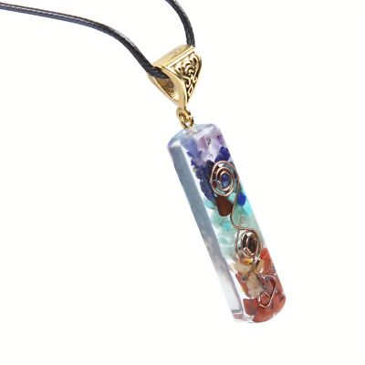 1pc 7 Chakra Necklace Adjustable Rope 7 Chakra Energy Orgone Crystal Pendant