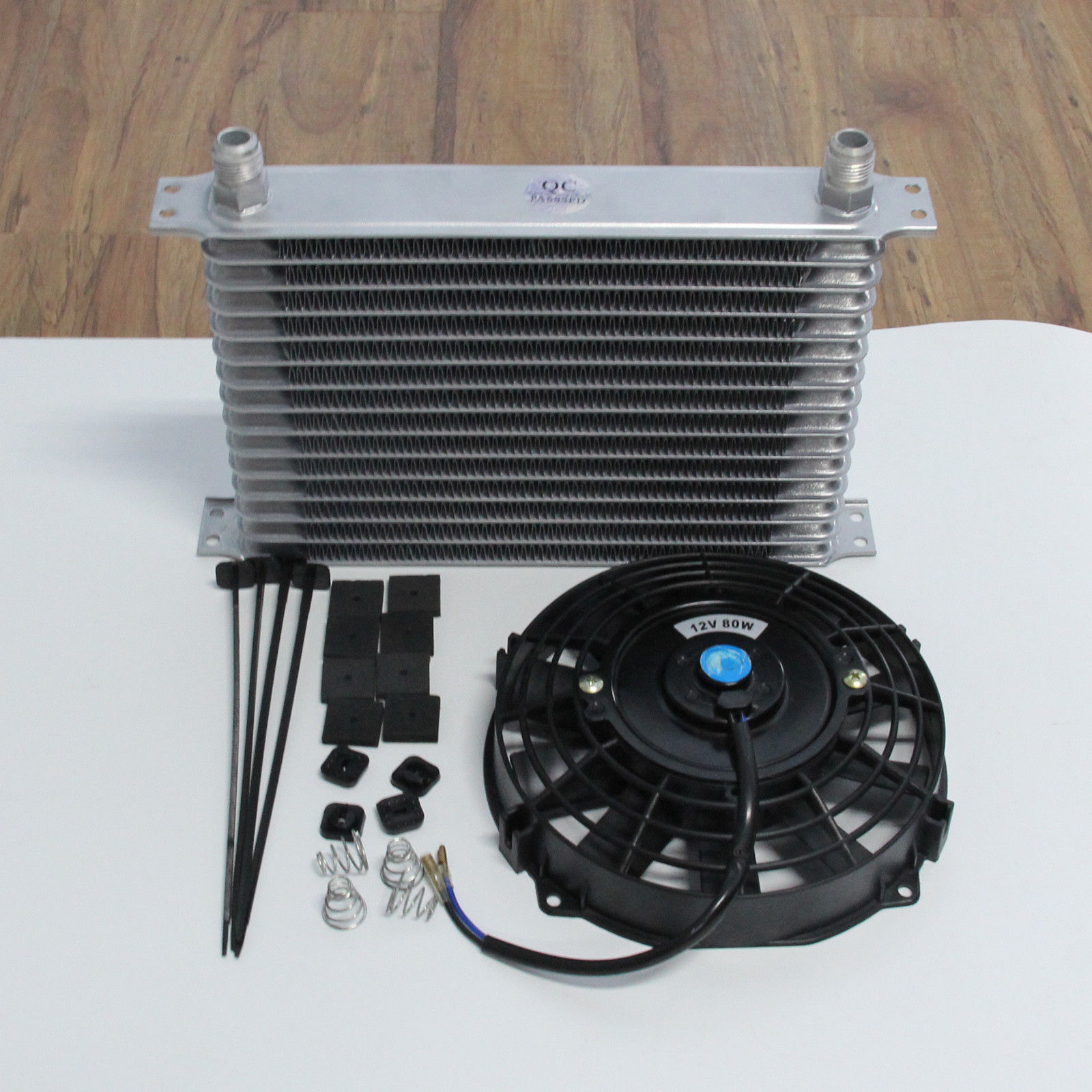 Universal 15Row AN10 Aluminum Engine Transmission Oil Cooler Black + 7