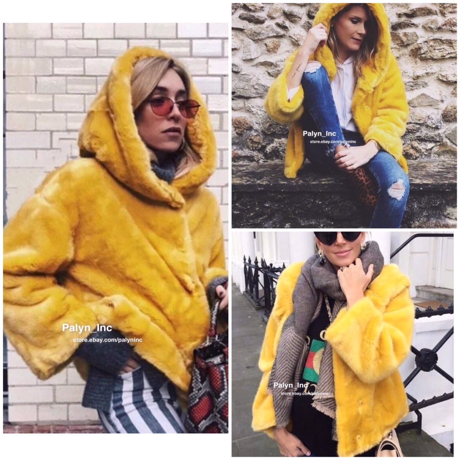 NWT ZARA MID-YELLOW THREE-QUARTER-LENGTH COAT WITH HOOD 1255