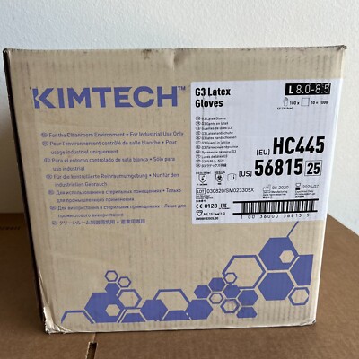Kimtech 56815 G3 latex gloves 12'' ambidextrous/ 30.5cm size L Large 1000/box