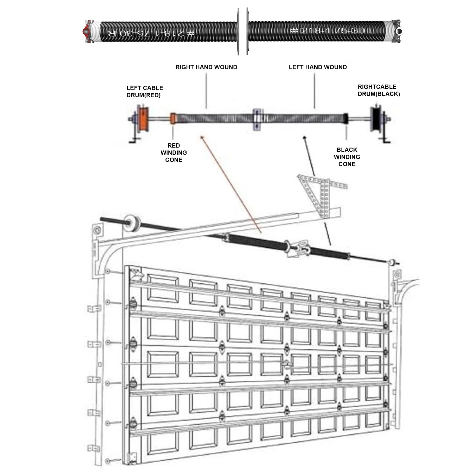 Pair of 1.75" Garage Door Torsion Springs Set 243x1.75x33 for Replacement