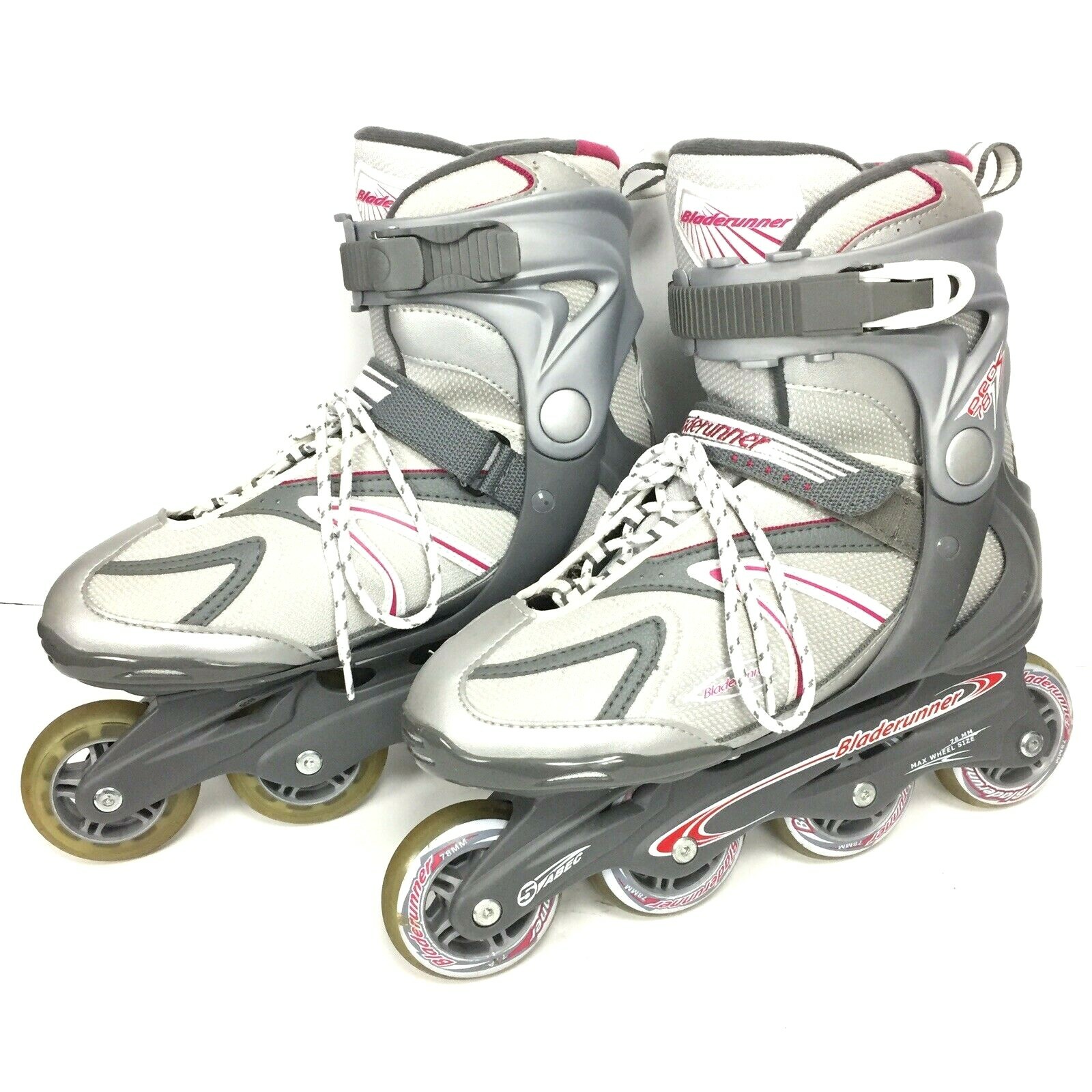 Bladerunner PRO 78 Rollerblade 78 MM Wheels 5 Bearings Gray/Pink Women’s Size 9