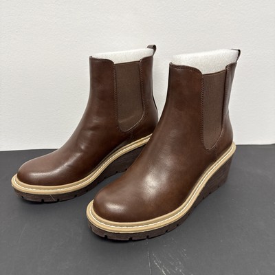 IDIFU IN3 Wedge Chelsea Boots for Women Platform Low Heel Womens Boots Short 7