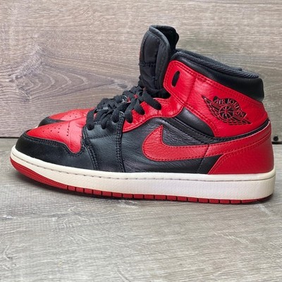 Jordan Shoes Air Jordan 1 Mid Banned 2020 Mens 9 Black Red Leather 554724-074