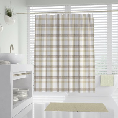 Farmhouse Buffalo Plaid Shower Curtain Country Strip...