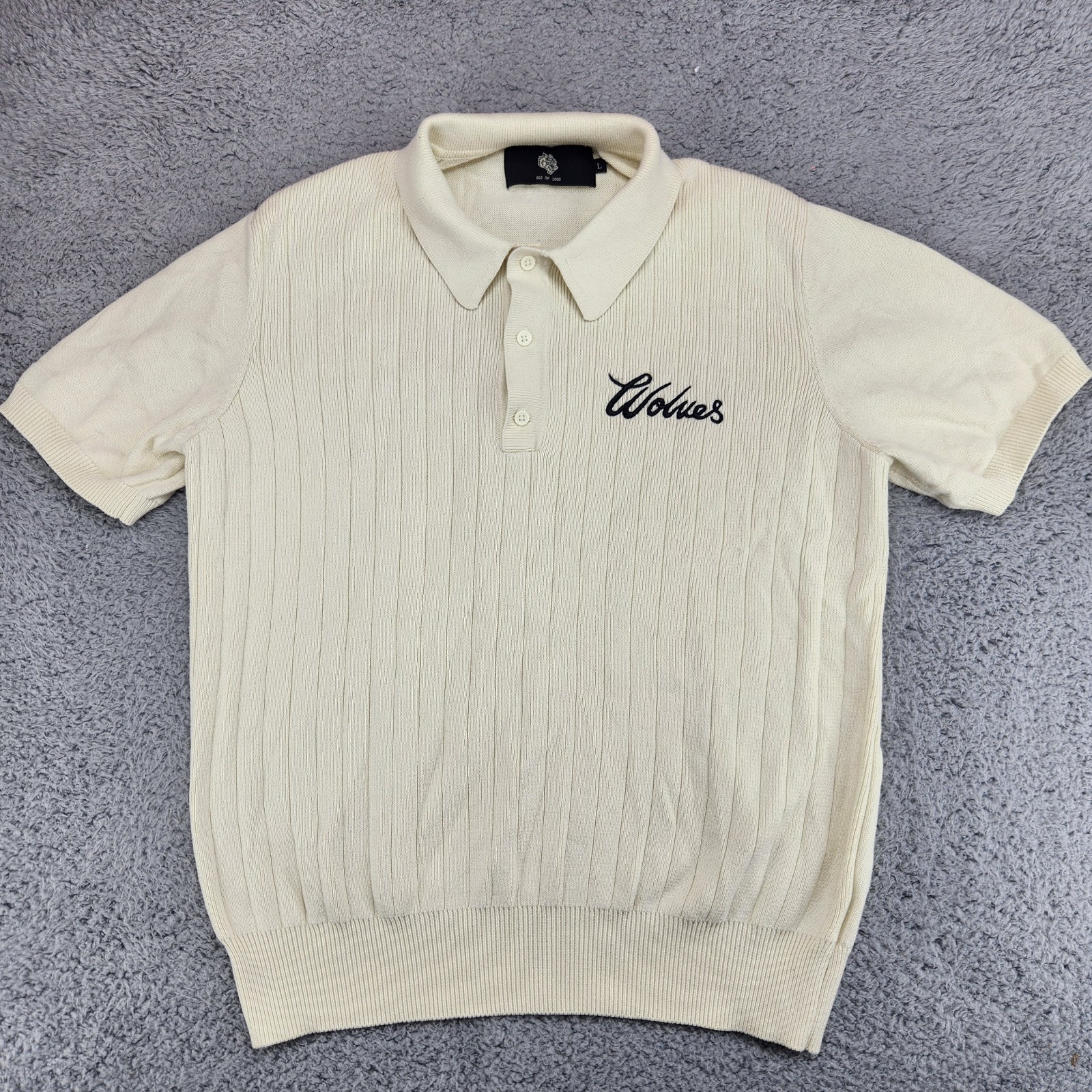 Darc Sport "Tale Of Two Wolves" Short Sleeve Polo Shirt Mens L Cream 603 Of 1000